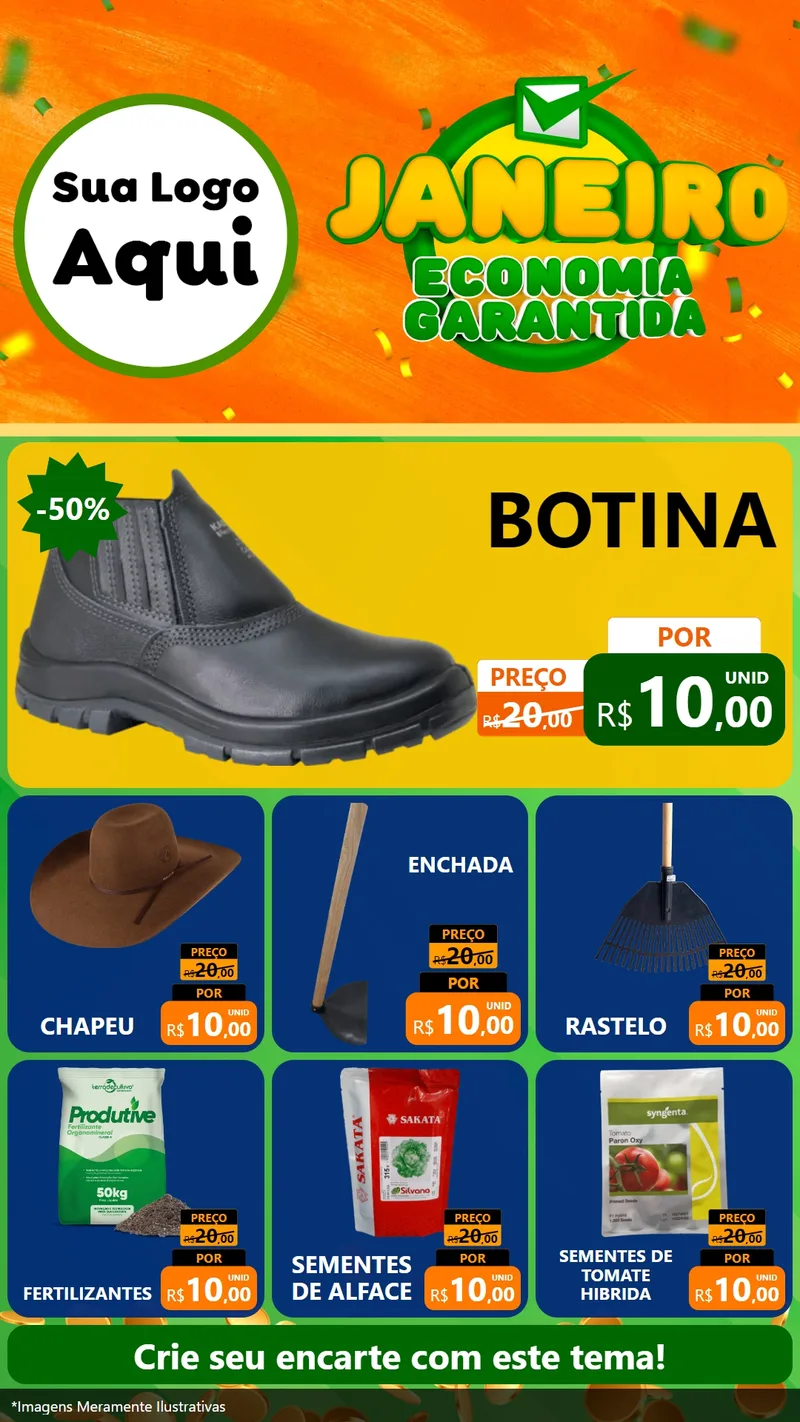 Modelo de Rede Social para Stories com o tema Janeiro - Economia Garantida para Agropecuária