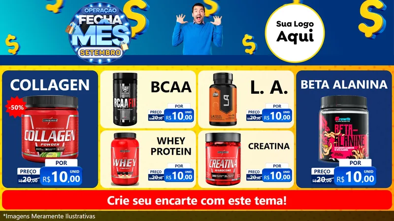 Modelo de TV para TV Horizontal com o tema Operação Fecha Mês Setembro para Suplementos alimentares