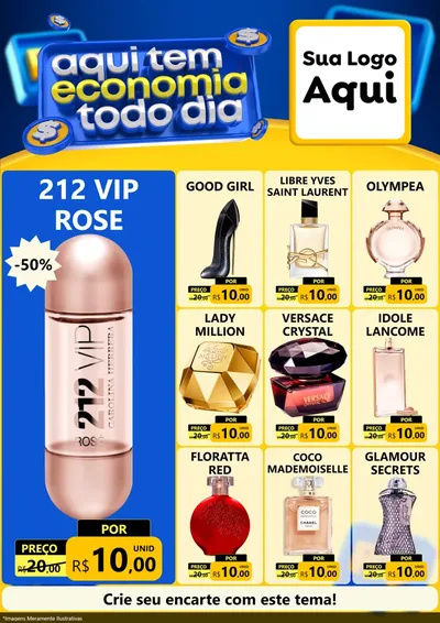 Modelo de Encarte para Encarte A4 Vertical com o tema Aqui Tem Economia Todo Dia para Perfumes