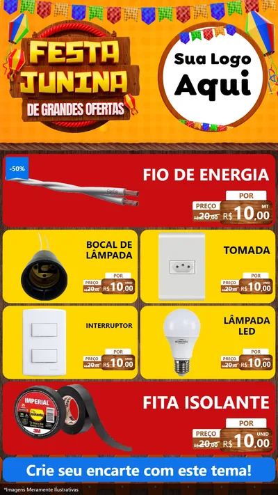 Modelo de TV para TV Vertical com o tema Festa Junina de Grandes Ofertas para Materiais Elétricos