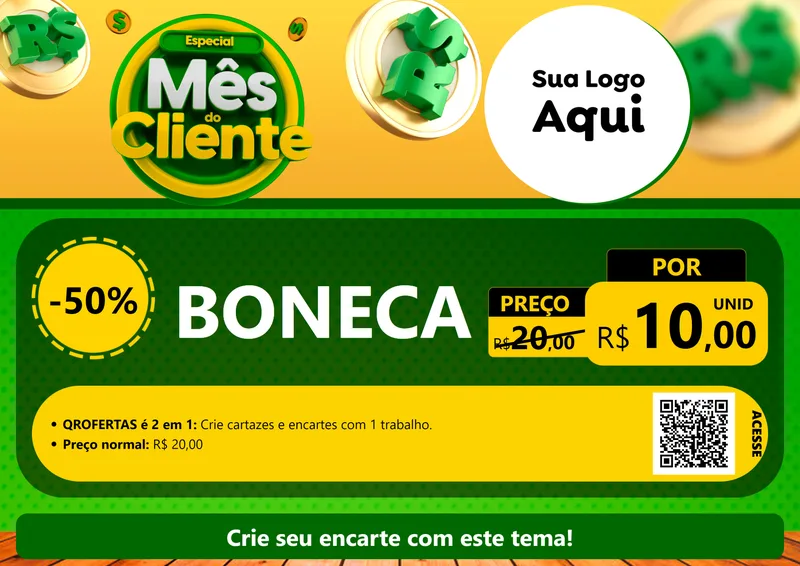 Modelo de Cartaz para Cartaz A4 Horizontal com o tema Especial Mês do Cliente para Brinquedos