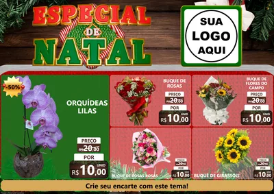 Modelo de Encarte para Encarte A4 Horizontal com o tema Especial de Natal para Floricultura e jardim