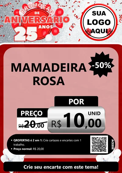 Modelo de Cartaz para Cartaz A4 Vertical com o tema Promoção de Aniversário - 25Anos para Bebês