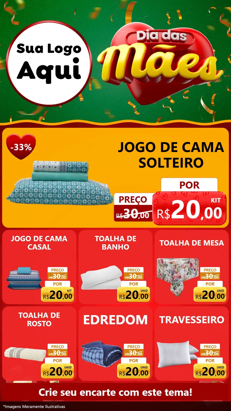 Modelo de Rede Social para Stories com o tema Dia das Mães para Cama, Mesa e Banho