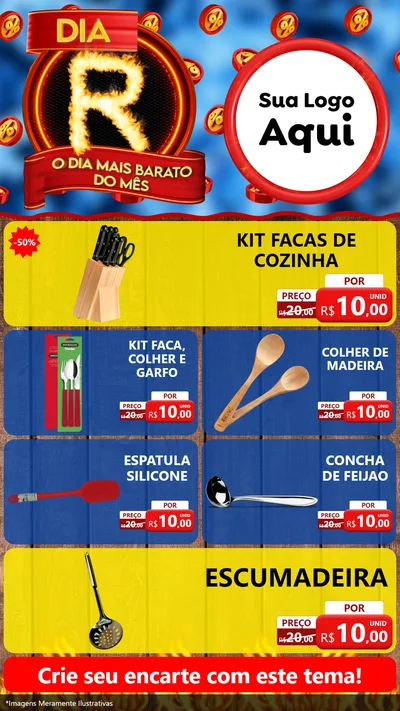 Modelo de TV para TV Vertical com o tema Dia R - O Dia Mais Barato Do Mês para Utilidades Domésticas