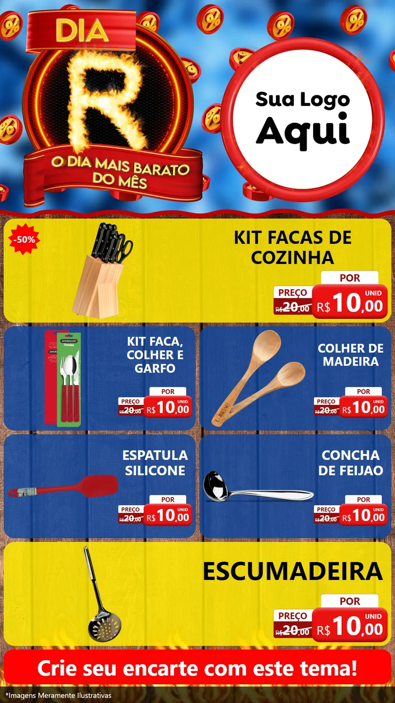 Modelo de TV para TV Vertical com o tema Dia R - O Dia Mais Barato Do Mês para Utilidades Domésticas