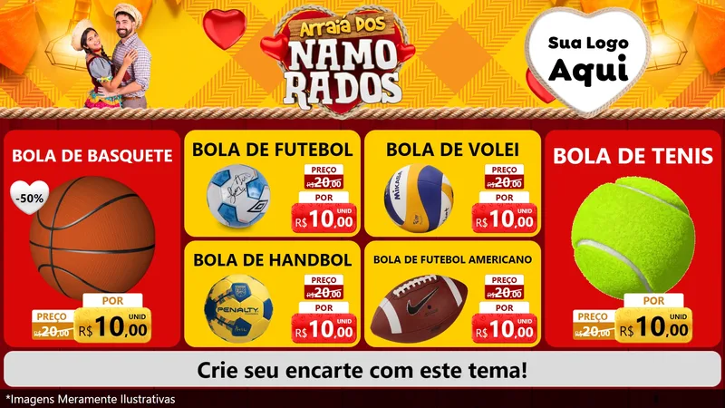 Modelo de TV para TV Horizontal com o tema Arraiá dos Namorados para Artigos Esportivos