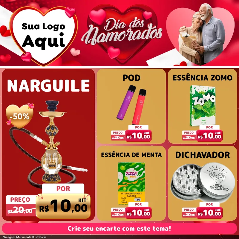 Modelo de Rede Social para Feed Facebook com o tema Dia Dos Namorados para Tabacaria