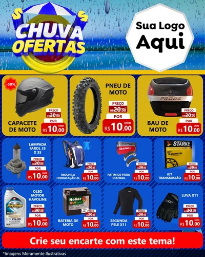 Modelo de Rede Social para Feed Instagram com o tema Chuva de Ofertas para Moto peças