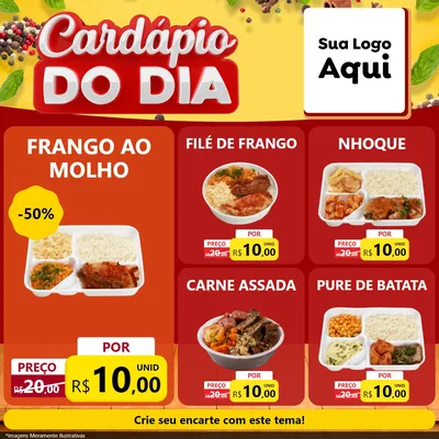 Modelo de Rede Social para Feed Facebook com o tema Cardápio do Dia para Restaurante