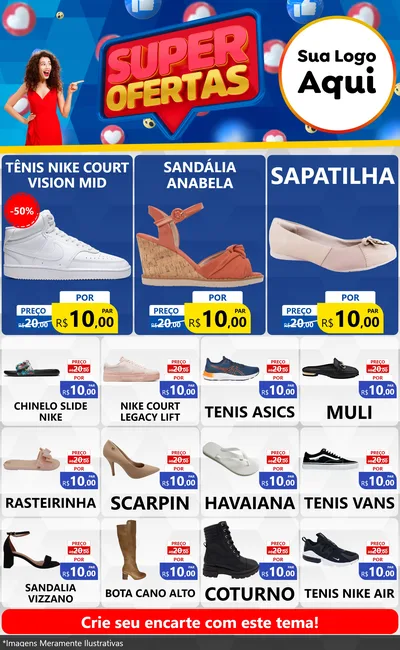 Modelo de Encarte para Encarte Grande com o tema Super Ofertas para Calçados