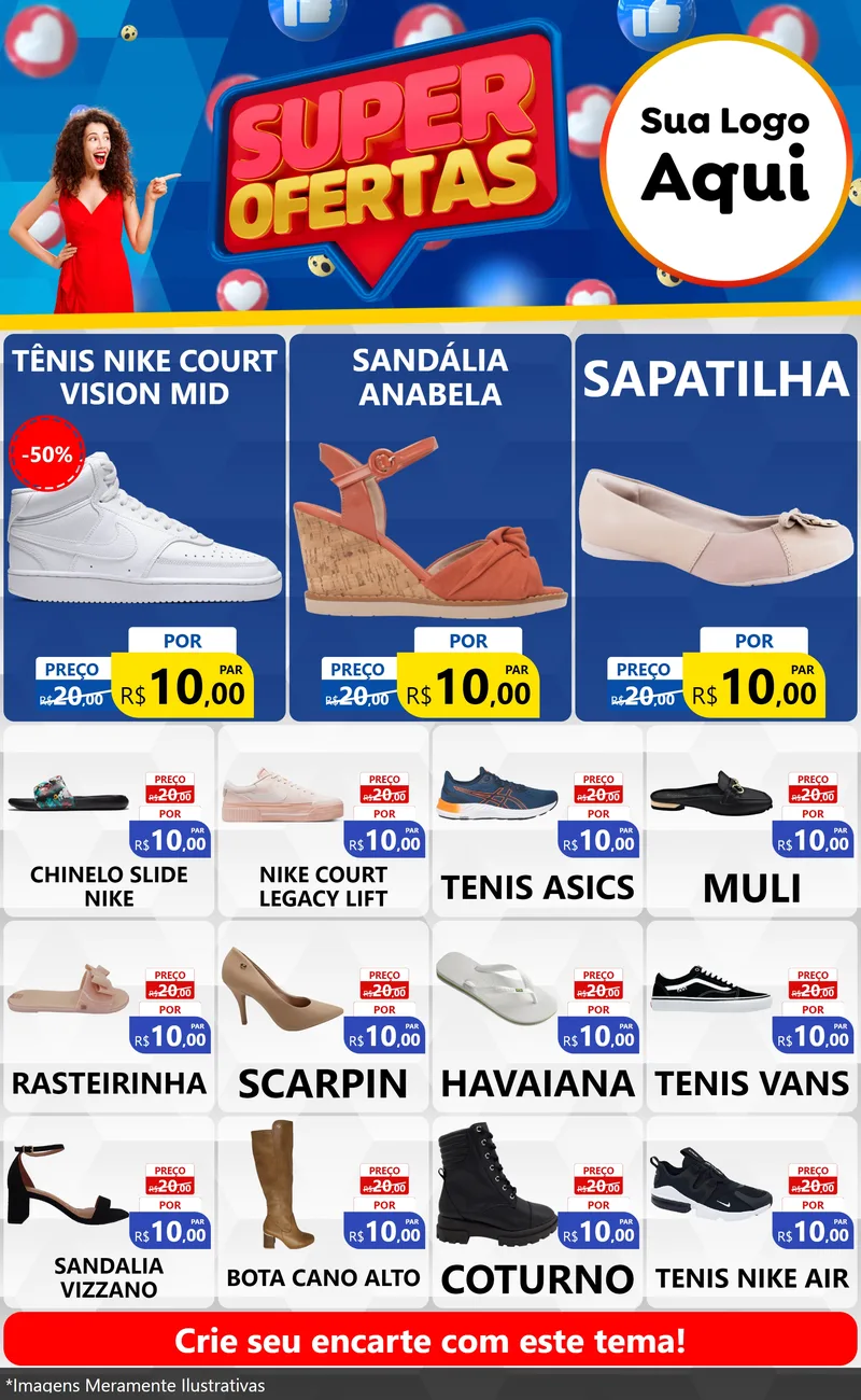 Modelo de Encarte para Encarte Grande com o tema Super Ofertas para Calçados
