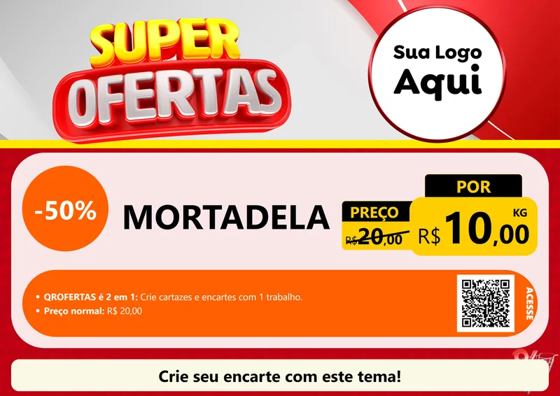 Modelo de Cartaz para Cartaz A4 Horizontal com o tema Super Ofertas para Frios e Laticínios