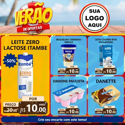 Modelo de Rede Social para Feed Facebook com o tema Verão de Ofertas para Frios e Laticínios
