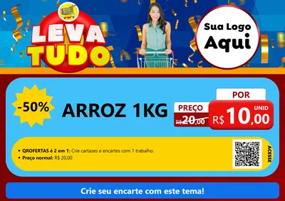 Modelo de Cartaz para Cartaz A4 Horizontal com o tema Leva Tudo para Supermercado