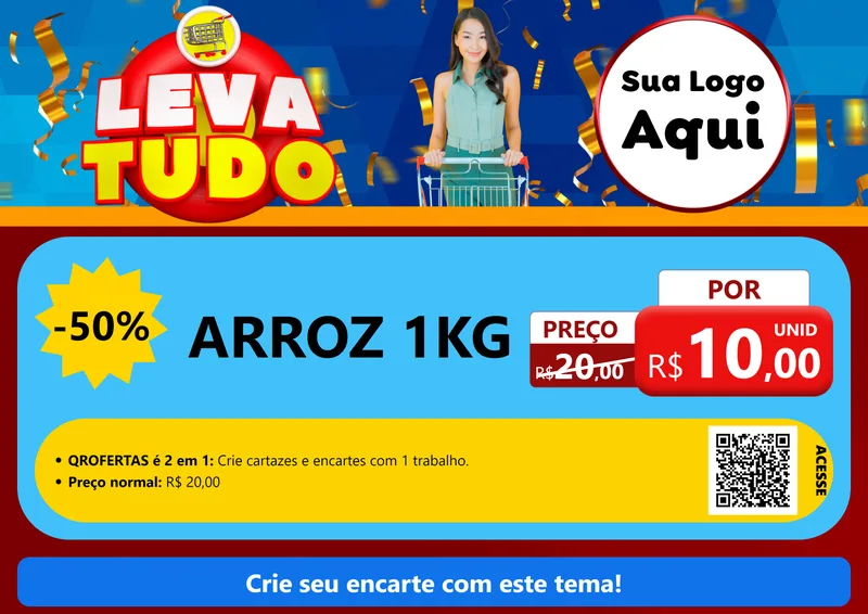 Modelo de Cartaz para Cartaz A4 Horizontal com o tema Leva Tudo para Supermercado