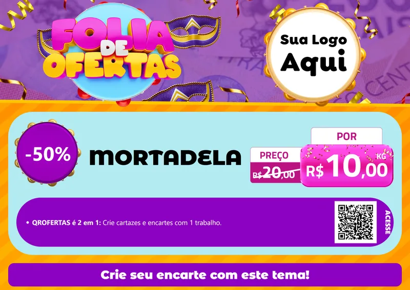 Modelo de Cartaz para Cartaz A4 Horizontal com o tema Folia de Ofertas para Frios e Laticínios