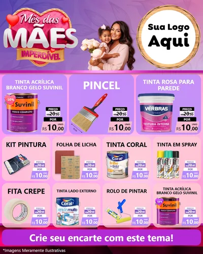 Modelo de Rede Social para Feed Instagram com o tema Mês das Mães Imperdível para Tintas e Ferramentas