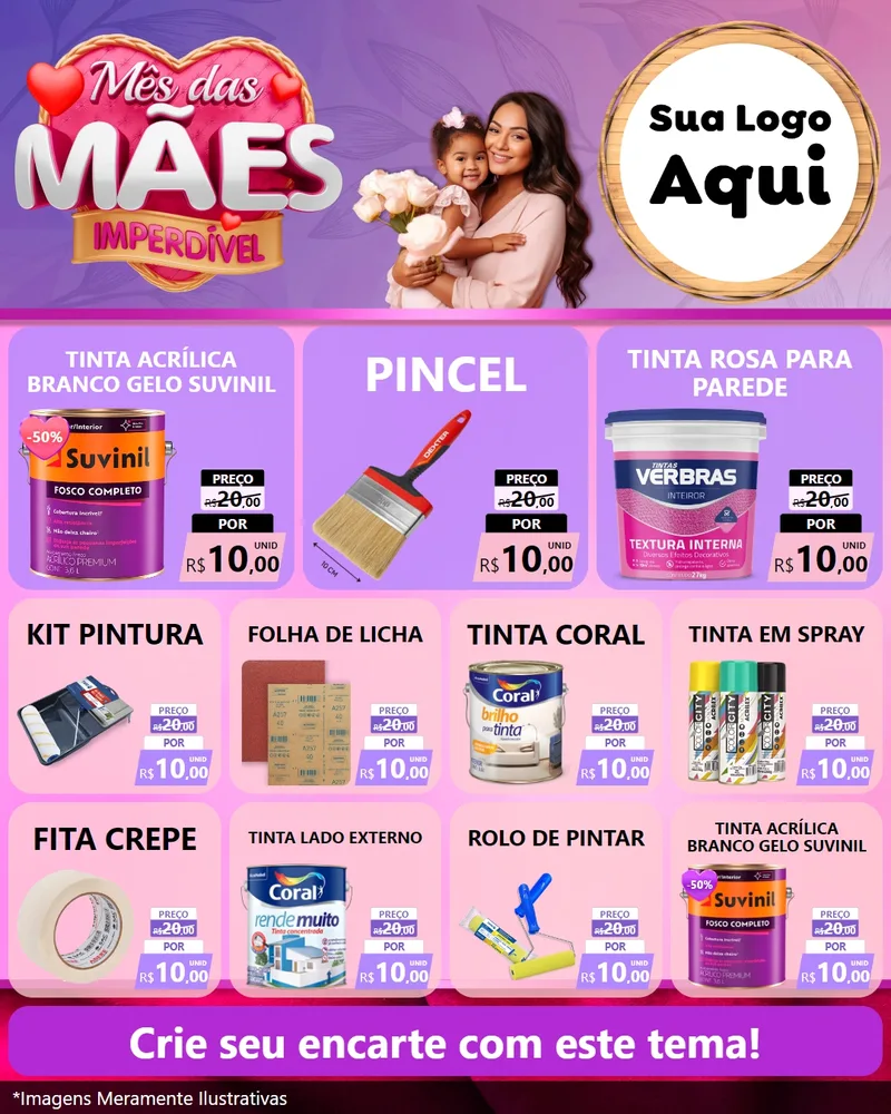 Modelo de Rede Social para Feed Instagram com o tema Mês das Mães Imperdível para Tintas e Ferramentas