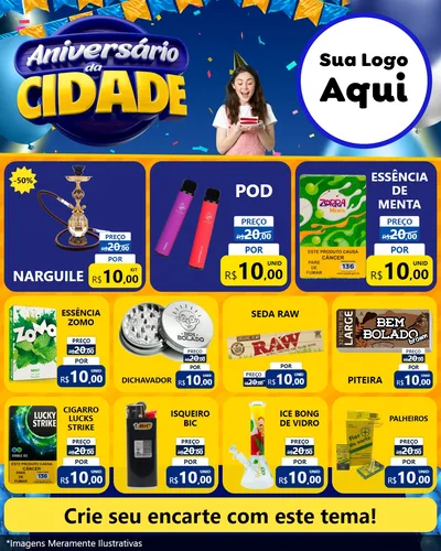 Modelo de Rede Social para Feed Instagram com o tema Aniversário da Cidade para Tabacaria