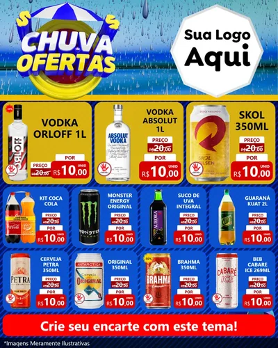 Modelo de Rede Social para Feed Instagram com o tema Chuva de Ofertas para Distribuidora de bebidas