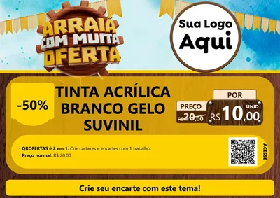 Modelo de Cartaz para Cartaz A4 Horizontal com o tema Ofertas de São João - Junina para Tintas e Ferramentas