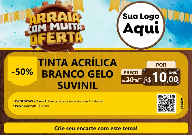 Modelo de Cartaz para Cartaz A4 Horizontal com o tema Ofertas de São João - Junina para Tintas e Ferramentas