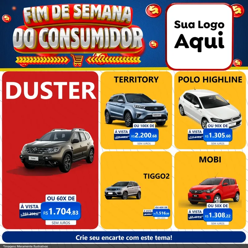 Modelo de Rede Social para Feed Facebook com o tema Fim de Semana do Consumidor para Concessionaria de Carros