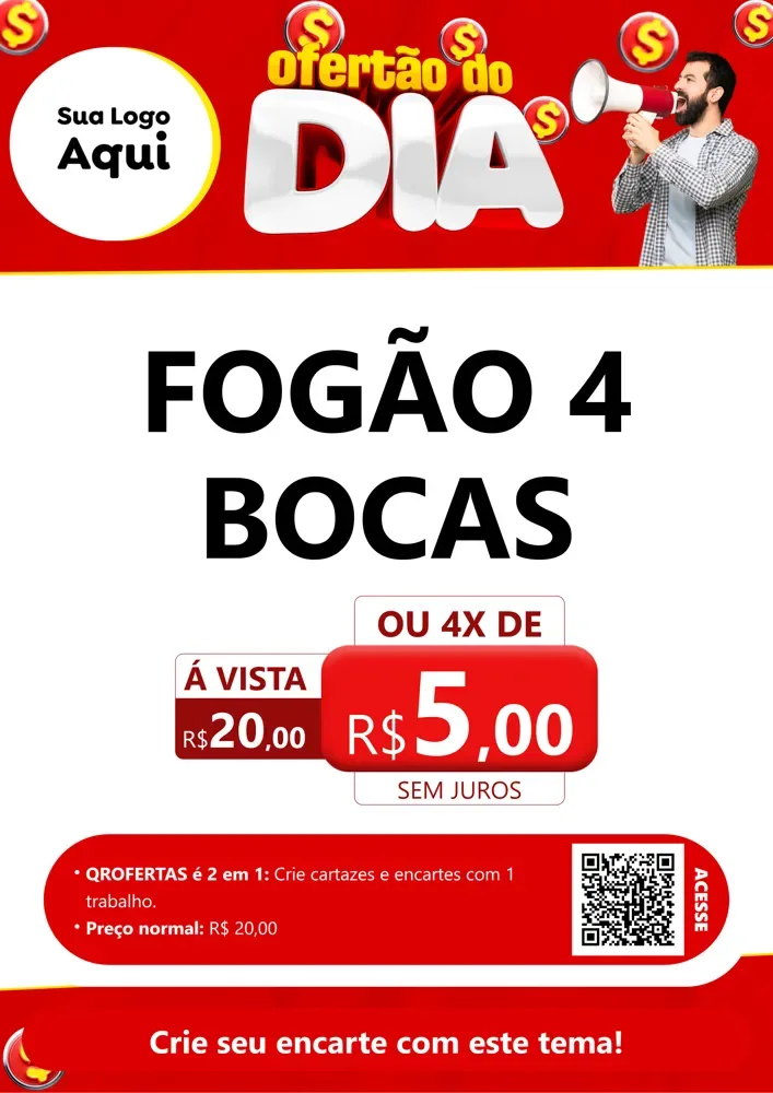 Modelo de Cartaz para Cartaz A4 Vertical com o tema Ofertão do dia para Móveis e Eletro