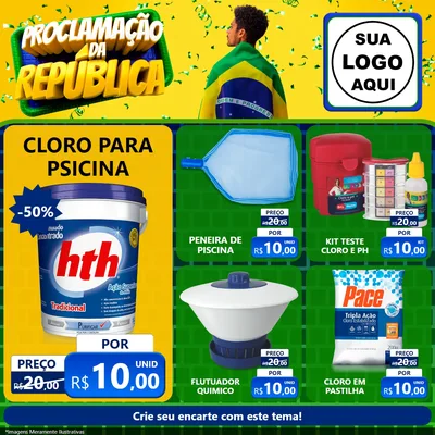 Modelo de Rede Social para Feed Facebook com o tema Proclamação da República para Produtos para Piscina