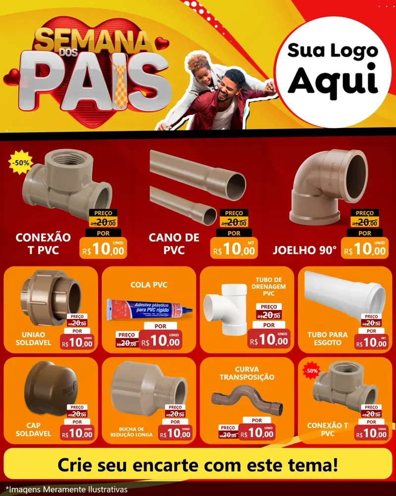 Modelo de Rede Social para Feed Instagram com o tema Semana Dos Pais para Tubos e conexões