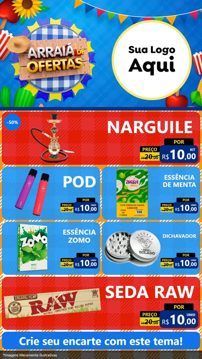 Modelo de TV para TV Vertical com o tema Arraiá de Ofertas para Tabacaria