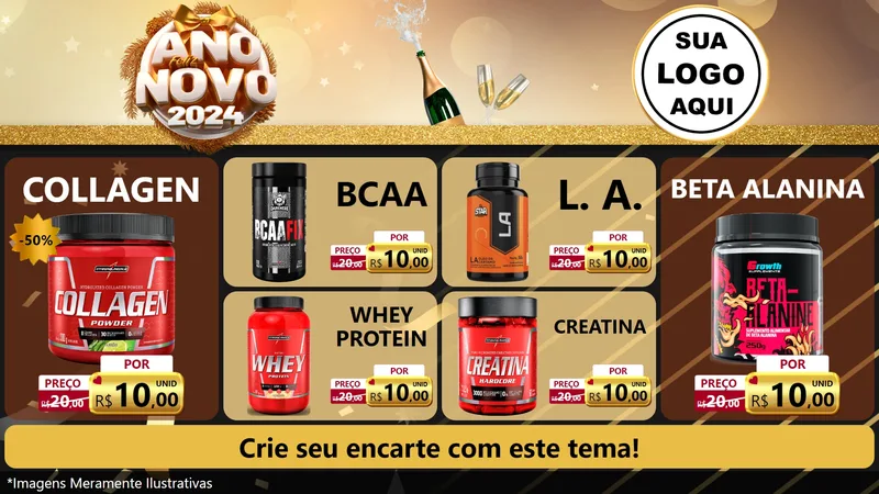 Modelo de TV para TV Horizontal com o tema Feliz Ano Novo 2027 para Suplementos alimentares