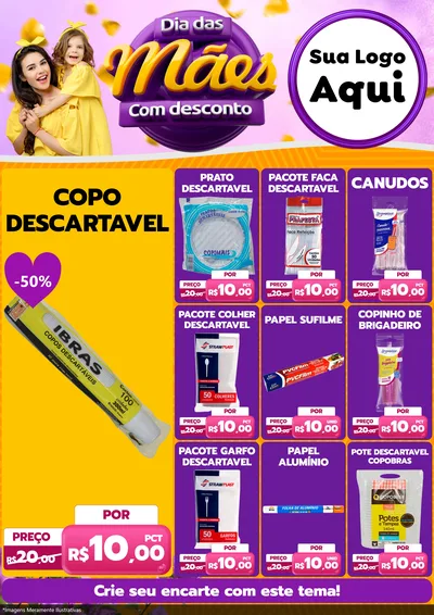 Modelo de Encarte para Encarte A4 Vertical com o tema Dia das Mães com Desconto para Embalagens