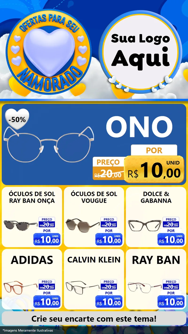 Modelo de Rede Social para Stories com o tema Ofertas Para Seu Namorado para Óticas