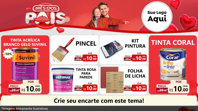 Modelo de TV para TV Horizontal com o tema Mês dos Pais para Tintas e Ferramentas