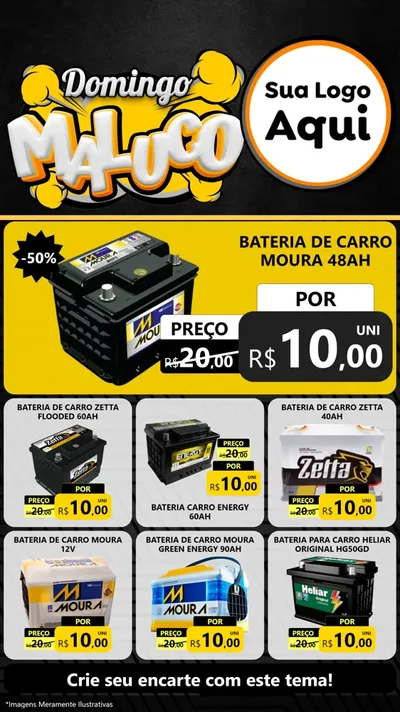 Modelo de Rede Social para Stories com o tema Domingo Maluco para Baterias Elétricas