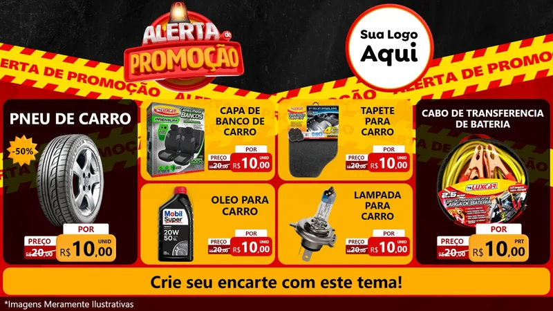 Modelo de TV para TV Horizontal com o tema Alerta de Promoção para Auto peças