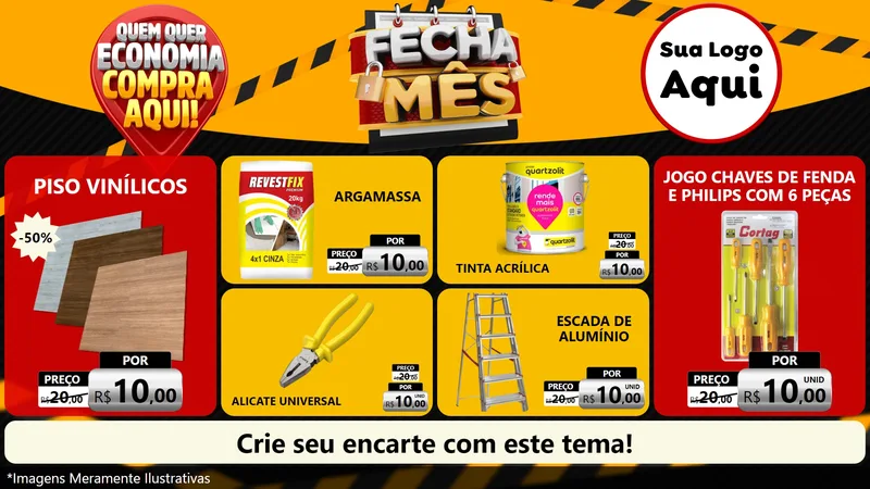 Modelo de TV para TV Horizontal com o tema Fecha Mês para Material para Construção