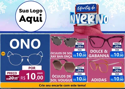 Modelo de Encarte para Encarte A4 Horizontal com o tema Ofertas de Inverno para Óticas