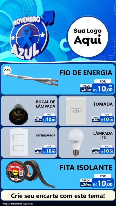 Modelo de TV para TV Vertical com o tema Novembro Azul para Materiais Elétricos