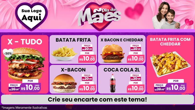 Modelo de TV para TV Horizontal com o tema Dia das Mães para Hamburgueria