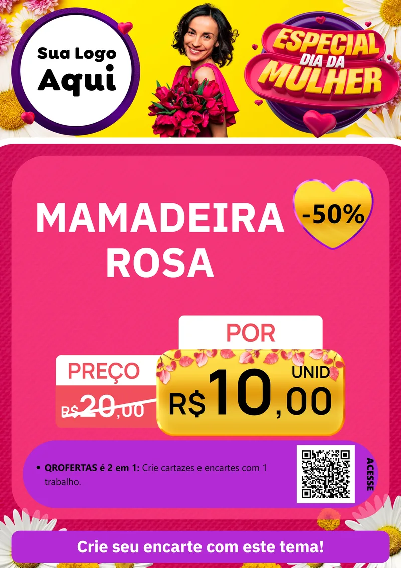 Modelo de Cartaz para Cartaz A4 Vertical com o tema Especial Dia da Mulher para Bebês