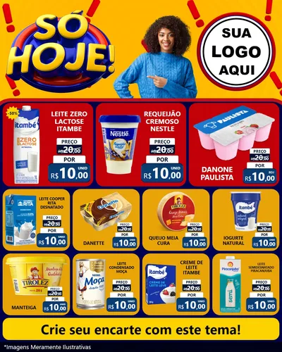 Modelo de Rede Social para Feed Instagram com o tema Só Hoje! para Frios e Laticínios