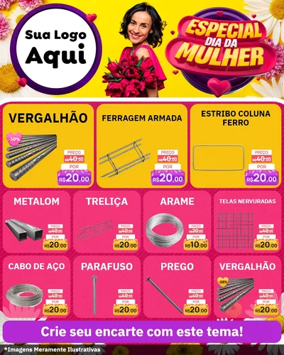 Modelo de Rede Social para Feed Instagram com o tema Especial Dia da Mulher para Ferragens