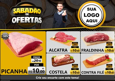 Modelo de Encarte para Encarte A4 Horizontal com o tema Sabadão de Ofertas para Açougue