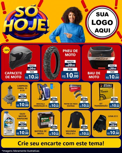 Modelo de Rede Social para Feed Instagram com o tema Só Hoje! para Moto peças