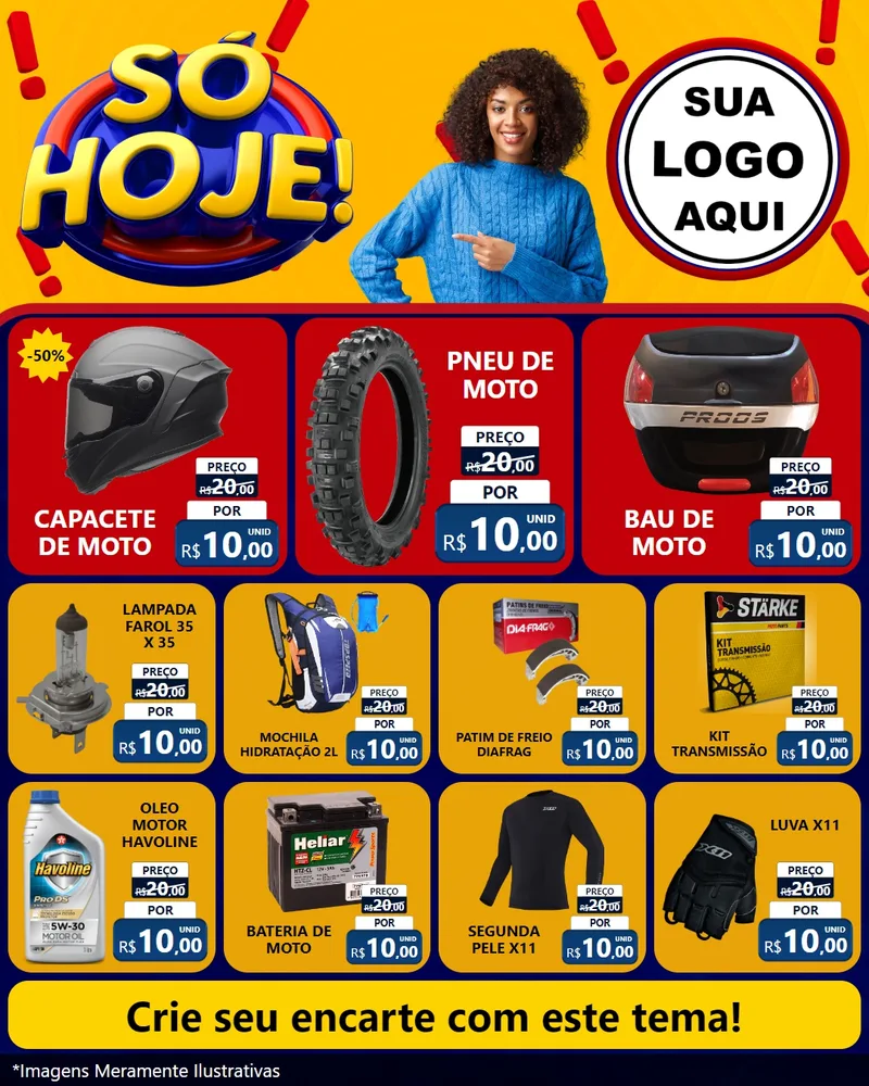 Modelo de Rede Social para Feed Instagram com o tema Só Hoje! para Moto peças