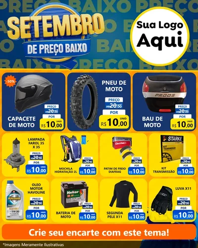 Modelo de Rede Social para Feed Instagram com o tema Setembro De Preço Baixo para Moto peças