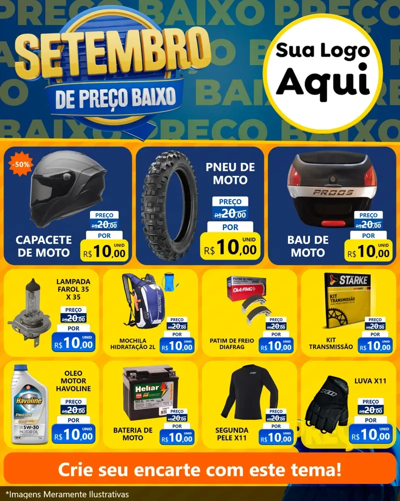 Modelo de Rede Social para Feed Instagram com o tema Setembro De Preço Baixo para Moto peças